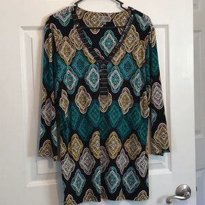 Long Tunic V Neck with sequins along neckline